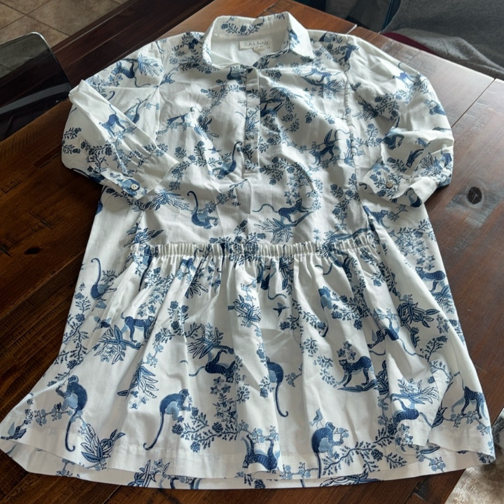 Saloni Tilly Monkey and Branches Poplin Dress
